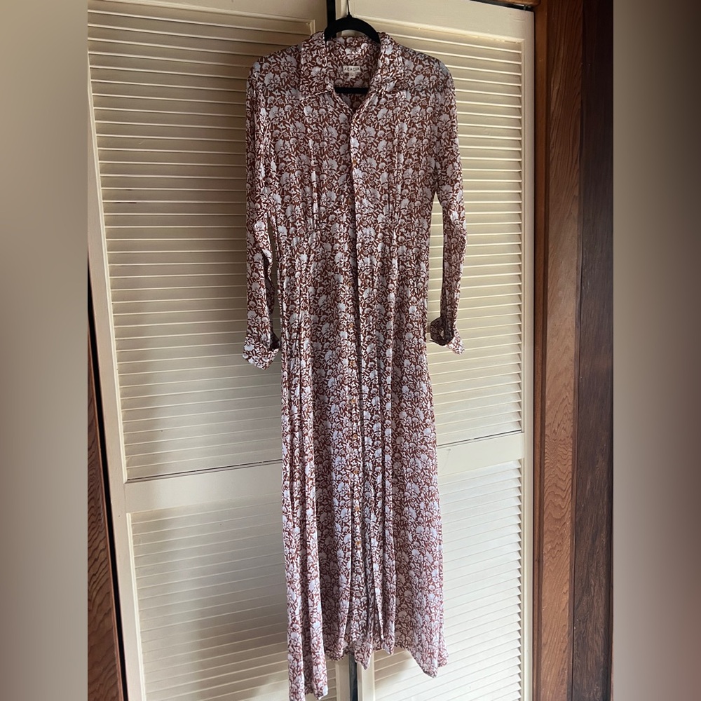 Acacia Swimwear Brown and White Floral Button Down Shirt